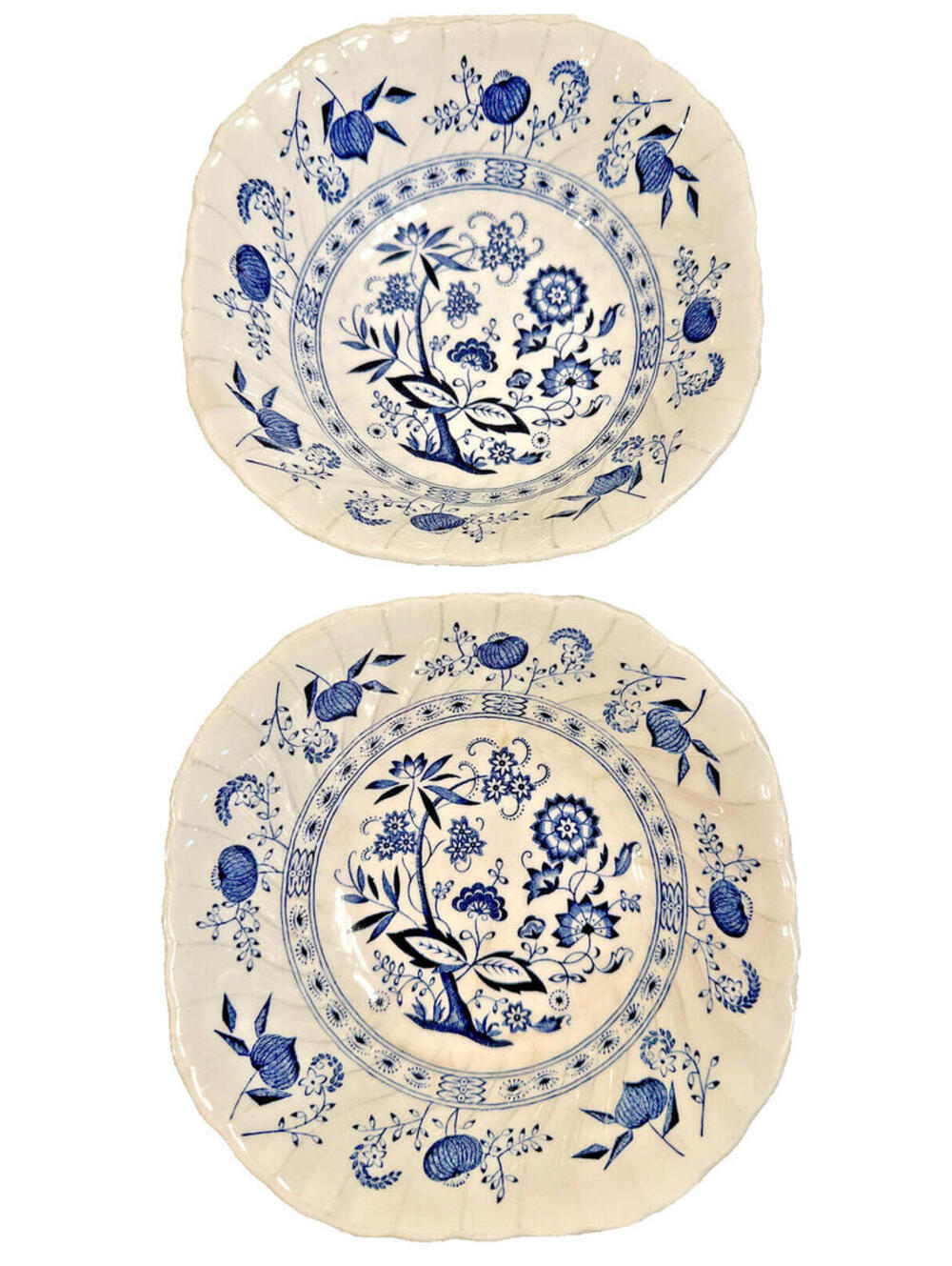 BLUE NORDIC JOHNSON BROTHERS Set of 2 Dessert Bowls 6” Diam VNTG Ironstone UK
